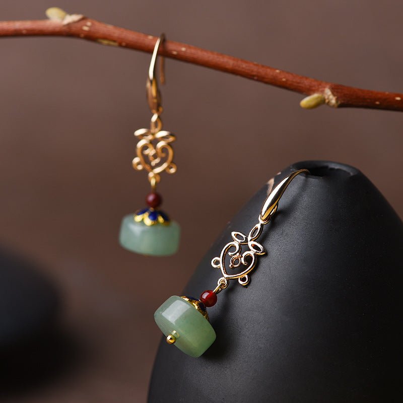 Boucles d'Oreilles Aventurine Verte Confiance Laiton Plaqué Or - Biloria