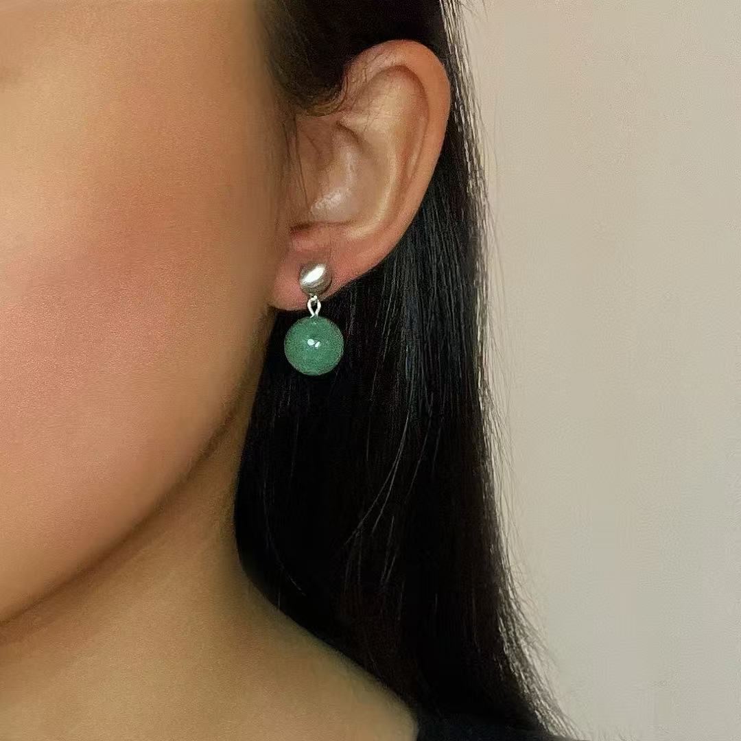 Boucles d'Oreilles Aventurine Vertes – Bijou Raffiné en Platine - Biloria