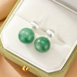 Boucles d'Oreilles Aventurine Vertes – Bijou Raffiné en Platine - Biloria