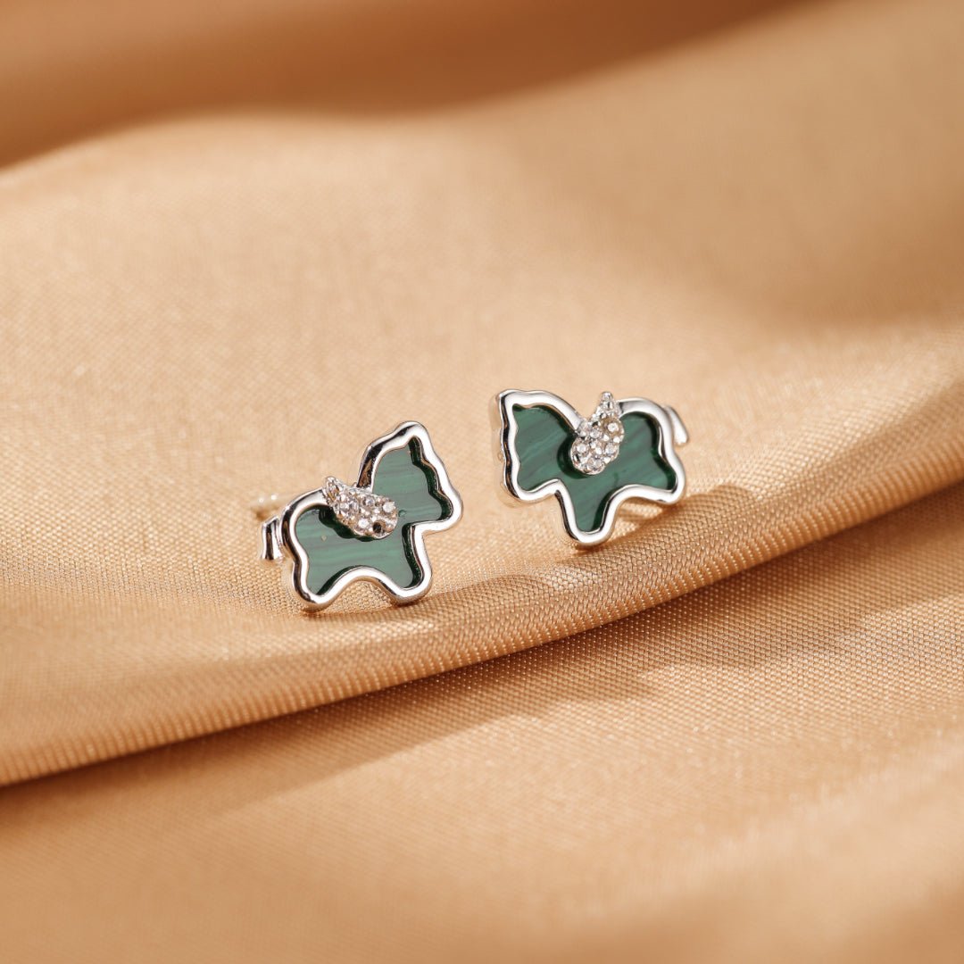 Boucles d'Oreilles Cheval Malachite Argent – Liberté et Transformation - Biloria