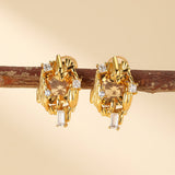 Boucles d'Oreilles Citrine Argent Plaqué Or – Zircon - Biloria