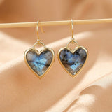 Boucles d'Oreilles Cœur Labradorite – Bijou Protecteur et Mystique - Biloria