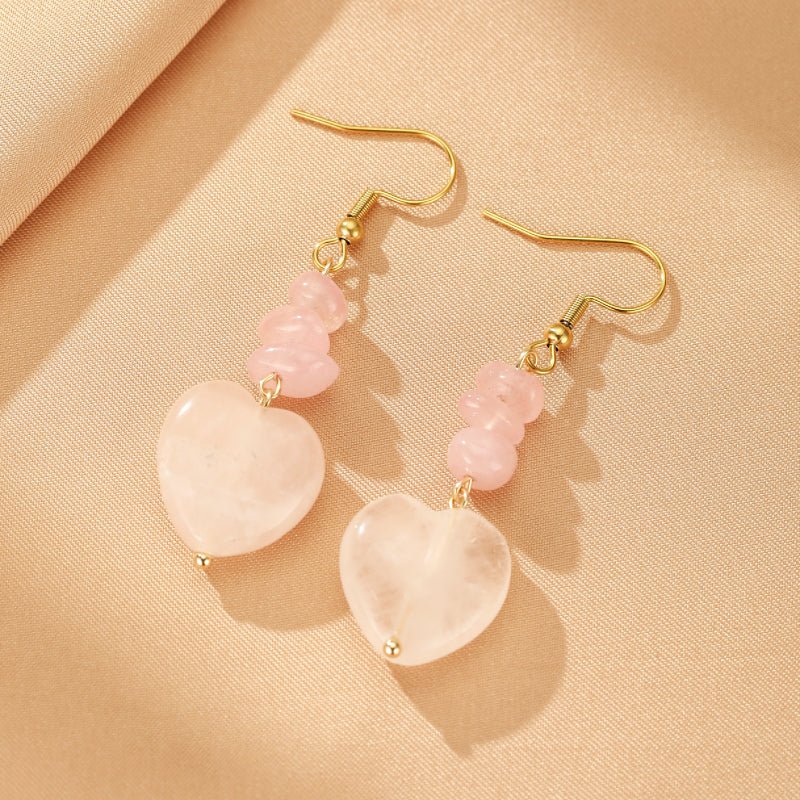 Boucles d'Oreilles Cœur Pierres Naturelles – Idée Cadeau Spirituel - Biloria