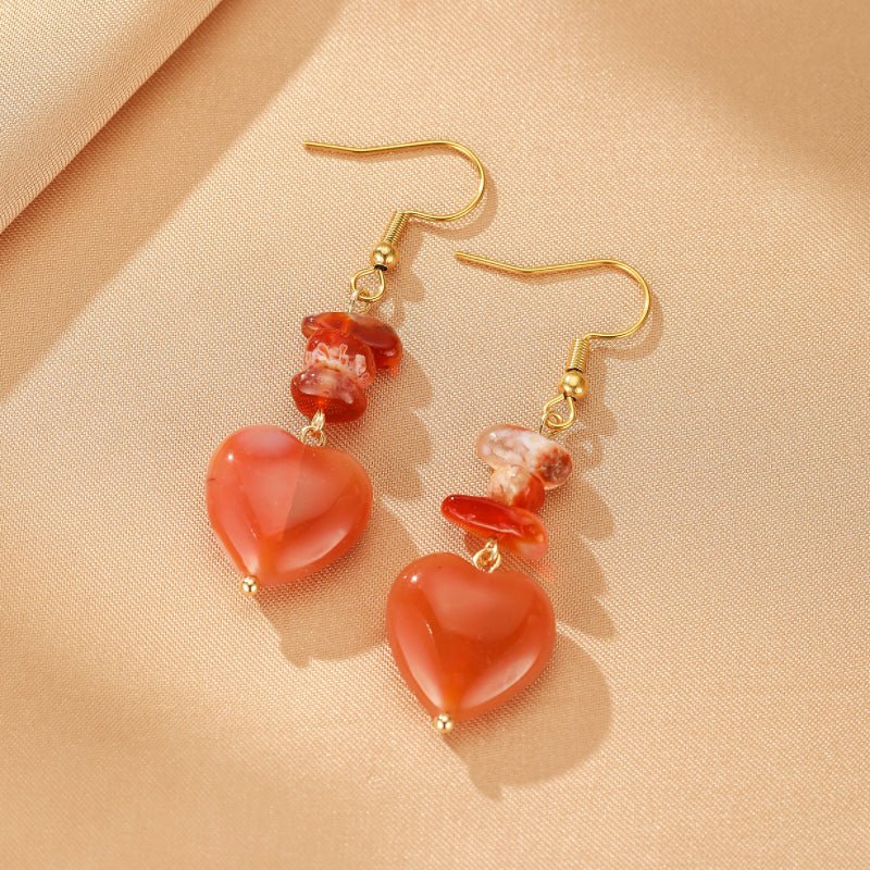 Boucles d'Oreilles Cœur Pierres Naturelles – Idée Cadeau Spirituel - Biloria