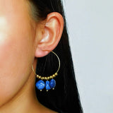 Boucles d'Oreilles Créoles Amazonite ou Lapis Lazuli - Biloria