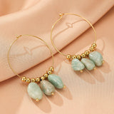 Boucles d'Oreilles Créoles Amazonite ou Lapis Lazuli - Biloria