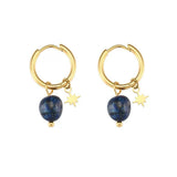 Boucles d'Oreilles Créoles avec Étoile - Amazonite ou Lapis Lazuli - Biloria