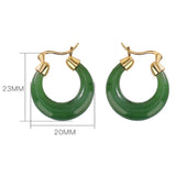 Boucles d'Oreilles Créoles Jade Argent Plaqué Or - Biloria