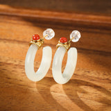 Boucles d'Oreilles Créoles Jade et Agate – Harmonie et Sérénité - Biloria