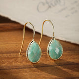 Boucles d'Oreilles en Amazonite Goutte – Laiton Doré - Biloria