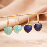 Boucles d'Oreilles en Cœur Amazonite ou Lapis Lazuli - Biloria