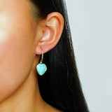 Boucles d'Oreilles en Cœur Amazonite ou Lapis Lazuli - Biloria