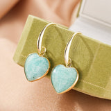 Boucles d'Oreilles en Cœur Amazonite ou Lapis Lazuli - Biloria
