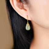 Boucles d'Oreilles en Jade et Agate – Argent Plaqué Or - Biloria
