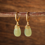 Boucles d'Oreilles en Jade et Agate – Argent Plaqué Or - Biloria