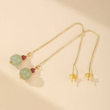 Boucles d'Oreilles en Jade et Agate Rouge Fruit - Argent Plaqué Or - Biloria