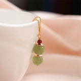 Boucles d'Oreilles en Jade et Agate Rouge Fruit - Argent Plaqué Or - Biloria