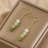 Boucles d'Oreilles en Jade Vert Naturel 5mm Or - Biloria