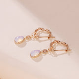 Boucles d'Oreilles en Opale Blanche et Argent Plaqué Or - Biloria