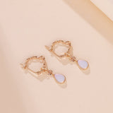 Boucles d'Oreilles en Opale Blanche et Argent Plaqué Or - Biloria