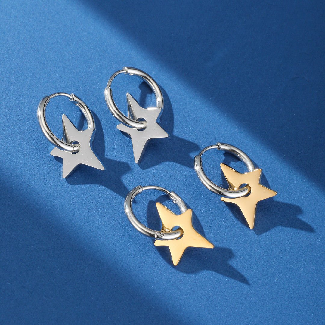 Boucles d'Oreilles Étoile pour Homme – Bijou Acier Céleste - Biloria