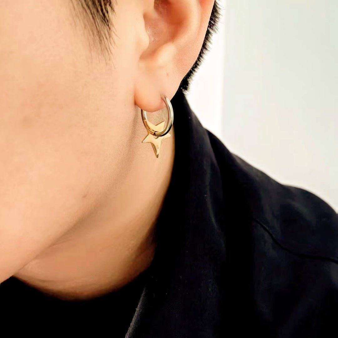 Boucles d'Oreilles Étoile pour Homme – Bijou Acier Céleste - Biloria
