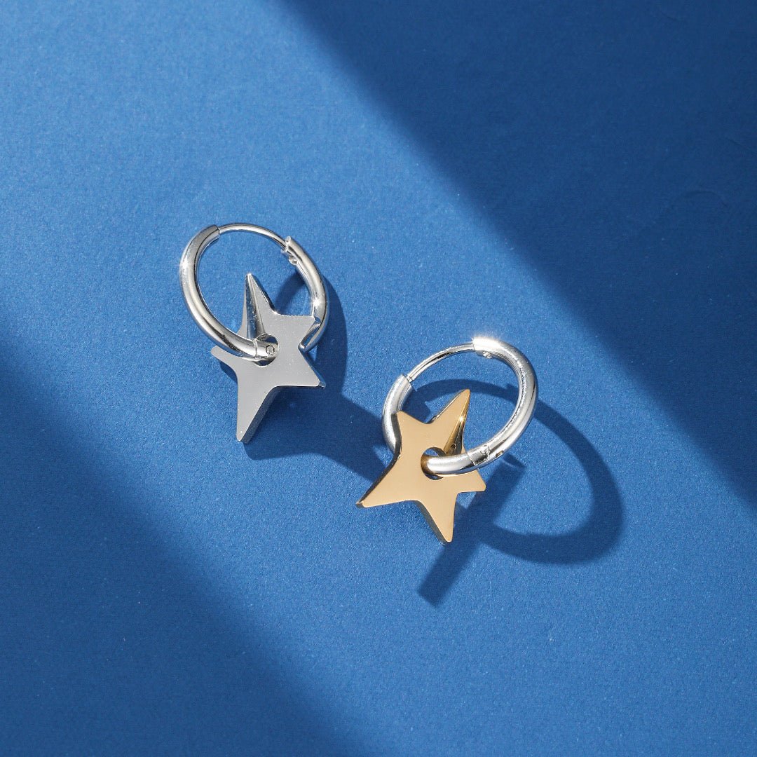 Boucles d'Oreilles Étoile pour Homme – Bijou Acier Céleste - Biloria