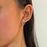 Boucles d'oreilles Grenat Cœur Nœud d'Amour Argent 925 - Biloria