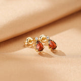 Boucles d'oreilles Grenat Goutte argent plaqué or - Biloria