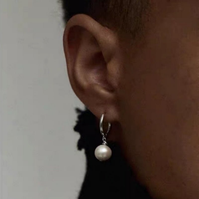 Boucles d'Oreilles Homme Perle Argent 925 – Pureté et Sérénité - Biloria
