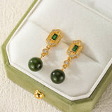 Boucles d'Oreilles Jade et Émeraude Réussite Argent 925 - Biloria