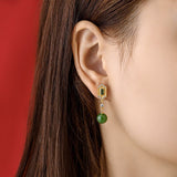 Boucles d'Oreilles Jade et Émeraude Réussite Argent 925 - Biloria