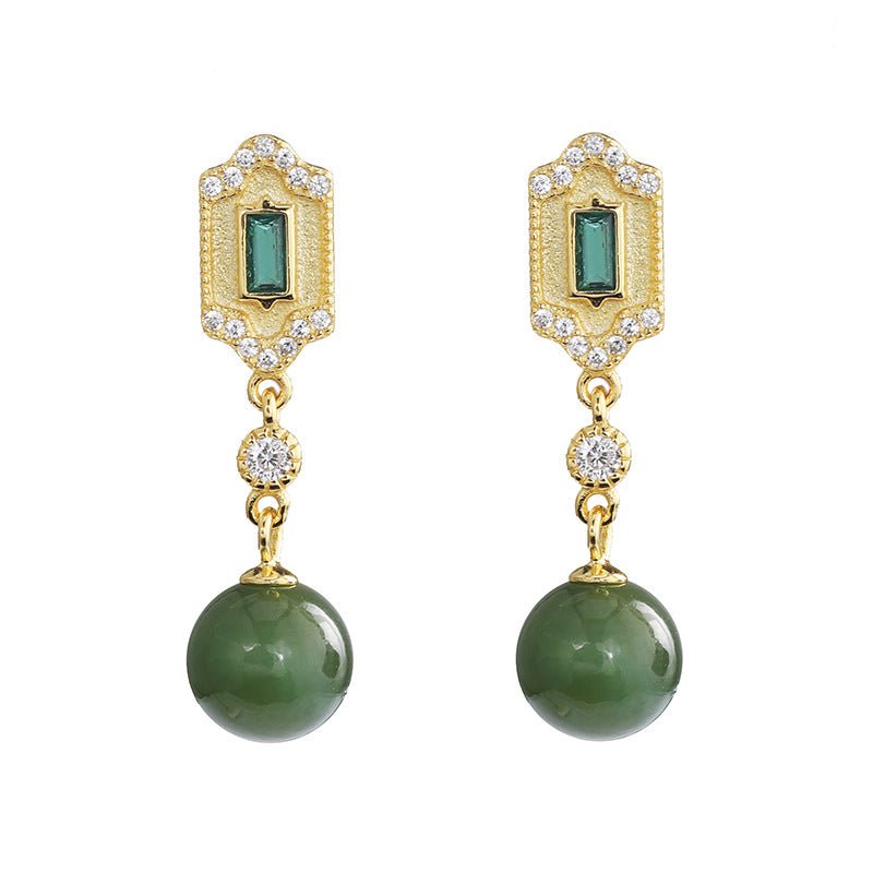 Boucles d'Oreilles Jade et Émeraude Réussite Argent 925 - Biloria