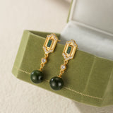 Boucles d'Oreilles Jade et Émeraude Réussite Argent 925 - Biloria
