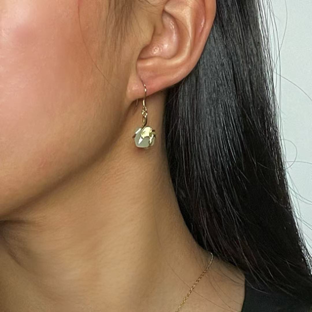 Boucles d'Oreilles Jade Néphrite et Ginkgo – Feng Shui - Biloria