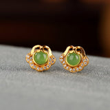 Boucles d'Oreilles Jade Nuage de Bonheur en Argent Plaqué Or - Biloria