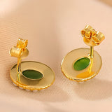 Boucles d'oreilles jade perle argent plaqué or élégance naturelle - Biloria