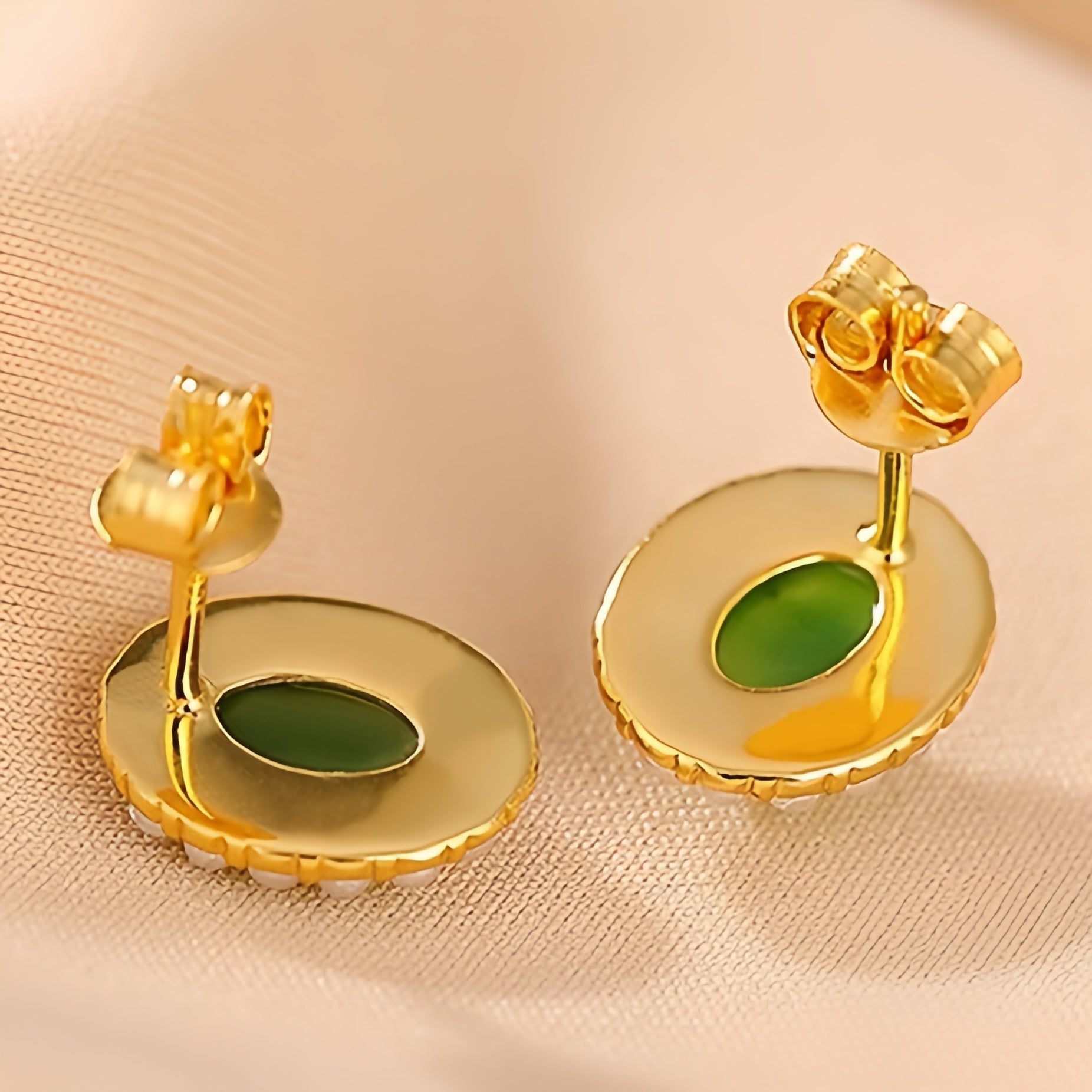 Boucles d'oreilles jade perle argent plaqué or élégance naturelle - Biloria