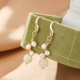 Boucles d'Oreilles Jade Perles Or 14K Protection - Biloria