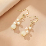 Boucles d'Oreilles Jade Perles Or 14K Protection - Biloria