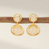 Boucles d'Oreilles Jade Soleil Intérieur en Argent Plaqué Or - Biloria