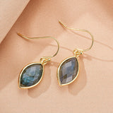 Boucles d'Oreilles Labradorite Feuille | Bijou Protection Lumière - Biloria