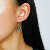 Boucles d'Oreilles Labradorite Feuille | Bijou Protection Lumière - Biloria