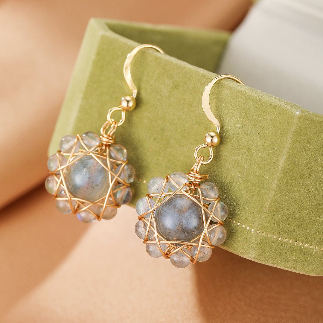 Boucles d'Oreilles Labradorite Sphère Céleste - Biloria
