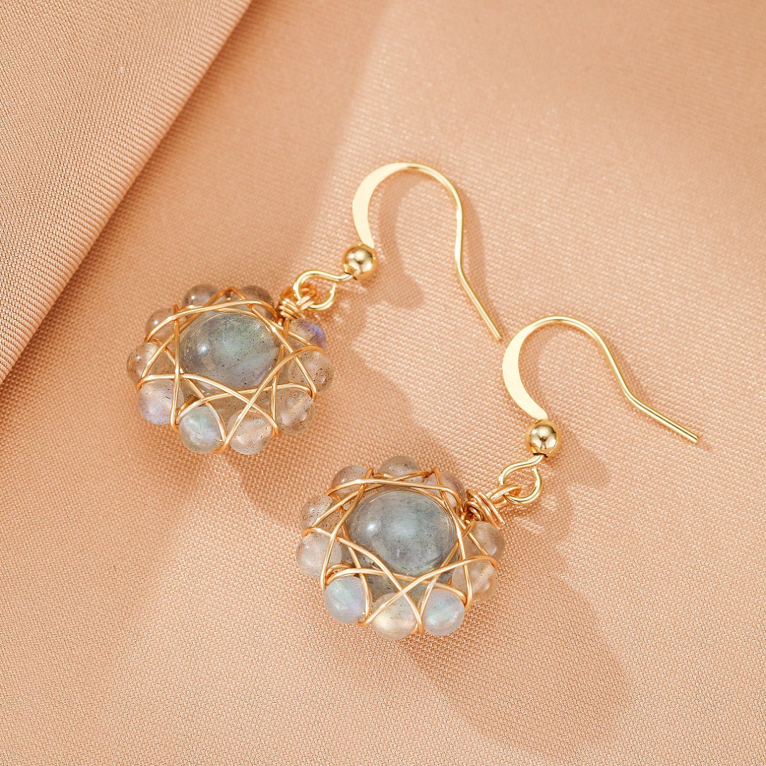 Boucles d'Oreilles Labradorite Sphère Céleste - Biloria