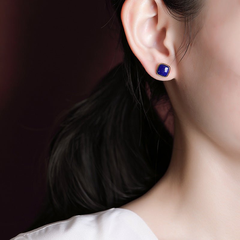 Boucles d'Oreilles Lapis Lazuli – Confiance, Argent Plaqué - Biloria