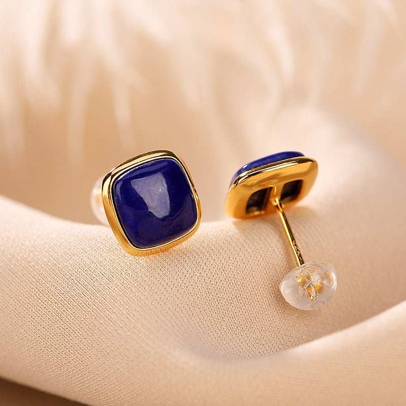 Boucles d'Oreilles Lapis Lazuli – Confiance, Argent Plaqué - Biloria