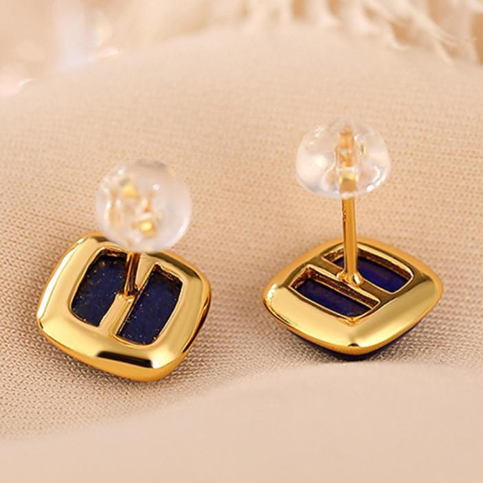 Boucles d'Oreilles Lapis Lazuli – Confiance, Argent Plaqué - Biloria