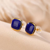 Boucles d'Oreilles Lapis Lazuli – Confiance, Argent Plaqué - Biloria