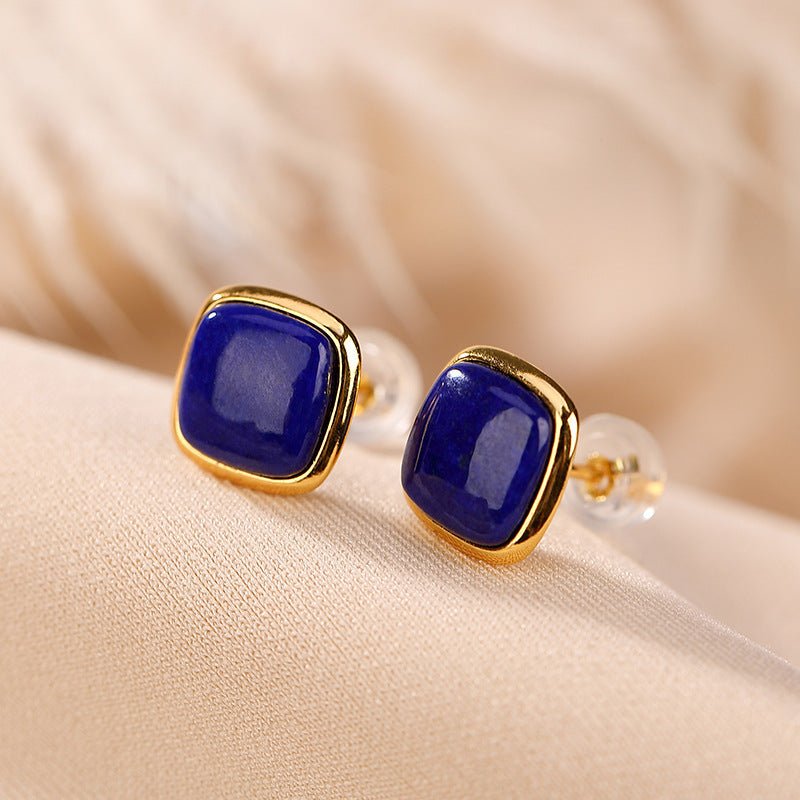 Boucles d'Oreilles Lapis Lazuli – Confiance, Argent Plaqué - Biloria
